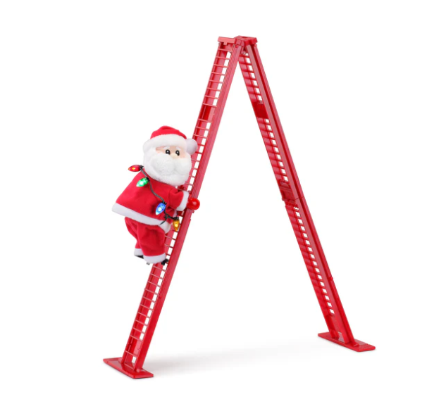 17 inch Animated Ladder Climbing White Santa