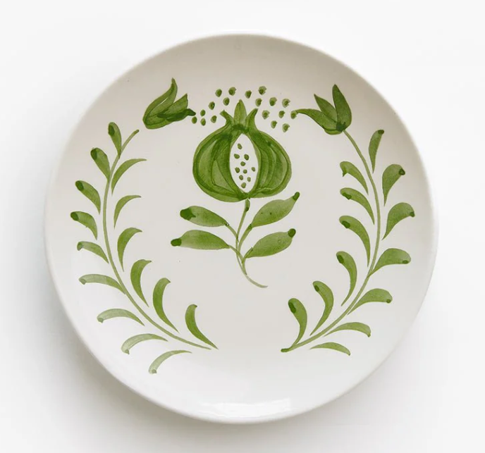 Pomegranate Crest Green Appetizer Plate Set of 4