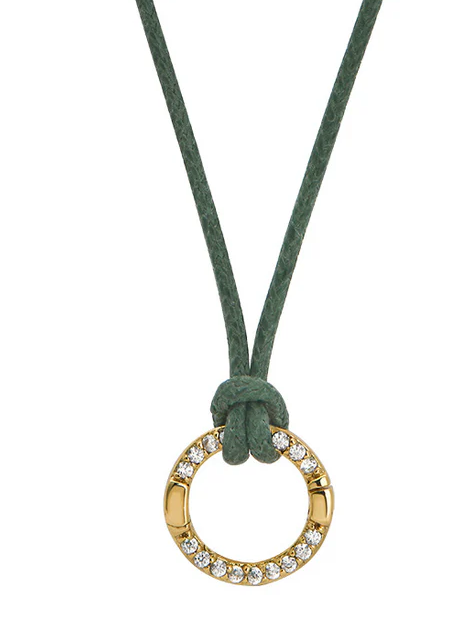 Okra Green Charm Cord Necklace