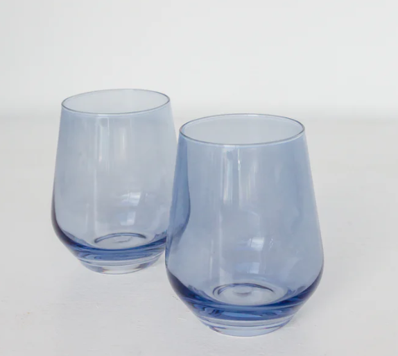 Stemless Cobalt Blue Wine Glasses- Set of 2