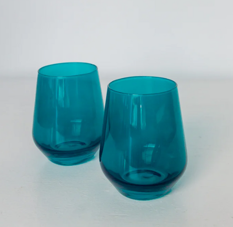 Stemless Teal set of 2