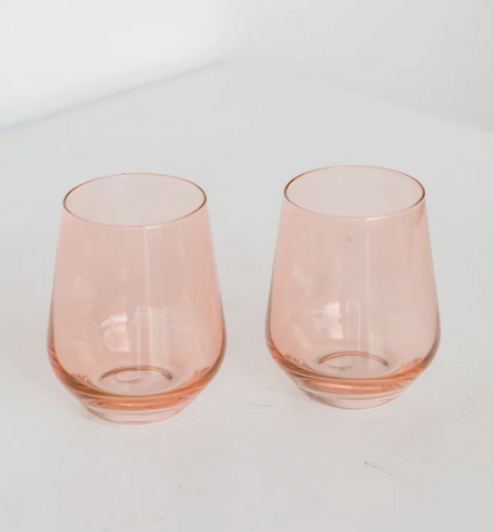 Stemless Wine Glass set of 2 in Coral