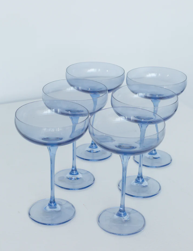 Champagne Coupe Glasses in Cobalt Blue- set of 6