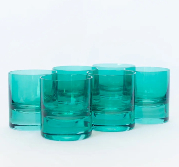 Rock Glasses Set of 6 in Emerald Green