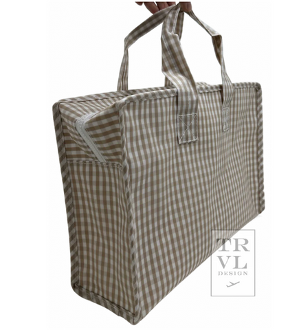 Overnight Tote in Gingham Khaki