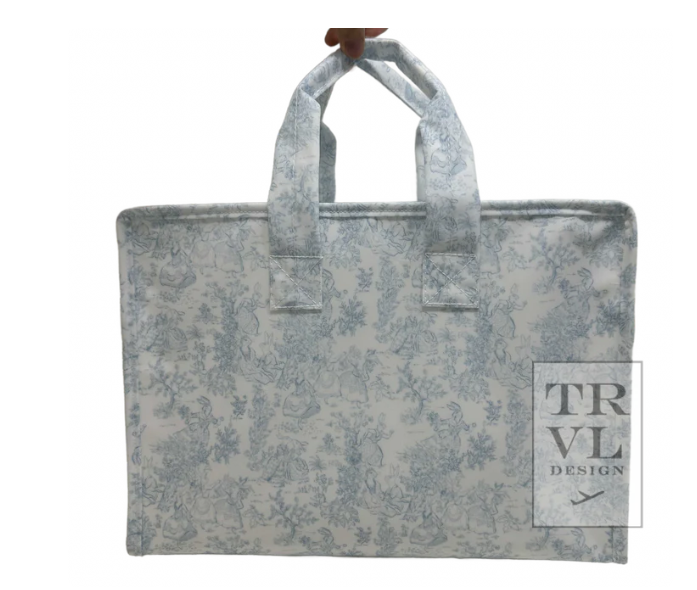 Overnight Tote in Bunny Toile Blue