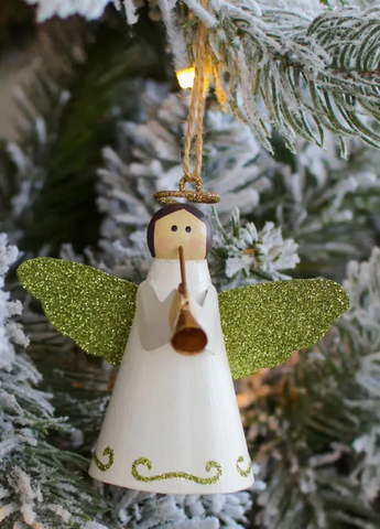 2.5" Tin Angel With Trumpet Ornament