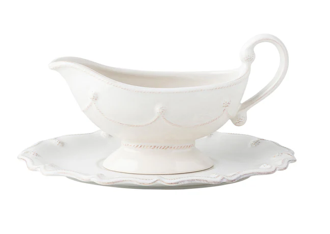 Berry & Thread Sauce Boat and Stand - Whitewash