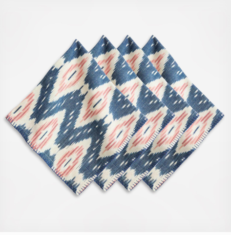 Ikat Napkin, Set of 4 - Blue/Pink