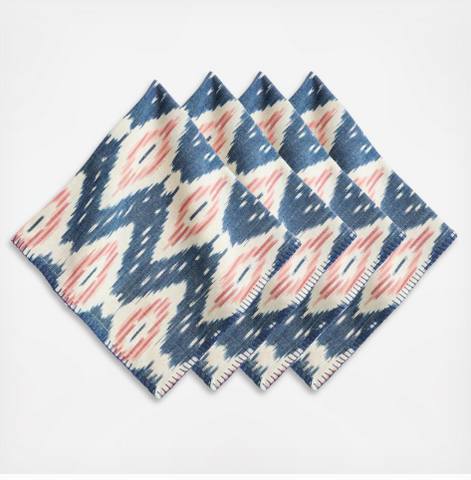 Ikat Napkin, Set of 4 - Blue/Pink