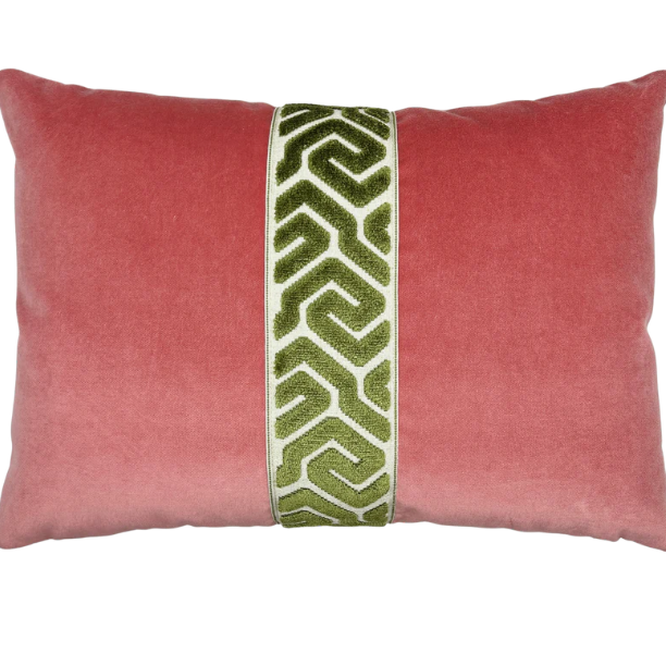 Lennon Pillow -Coral/Lemongrass