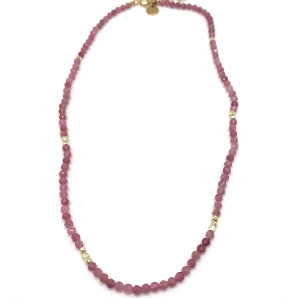 Sigrid Beaded Necklace - Pink Tourmaline