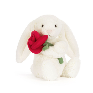 Cream Bunny with Rose