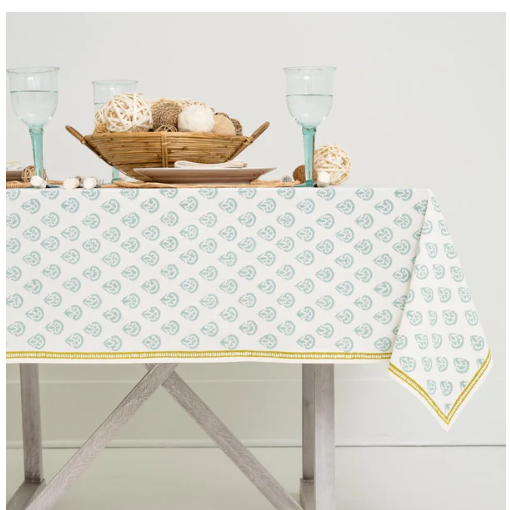 India Hicks Carnation Seafoam Tablecloth