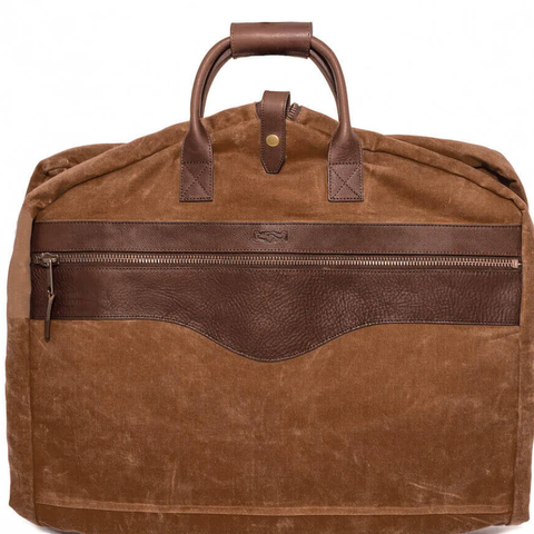 Campaign Waxed Canvas Garment Bag-Smoke/Brown