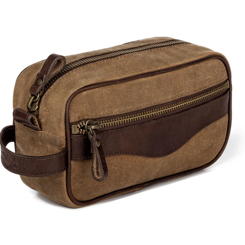 Campaign Waxed Canvas Toiletry Shave Kit-Smoke/Brown