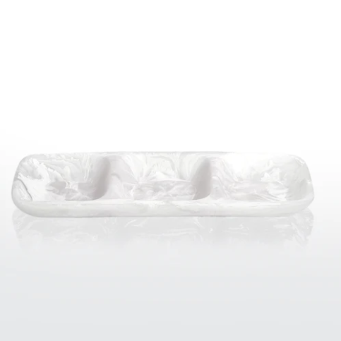 White Swirl Medium 3 Part Tray