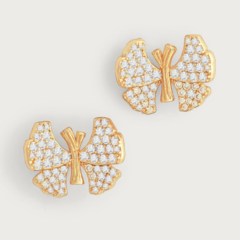 Butterfly White Pavé Stud Earrings