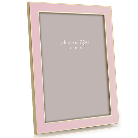 Gold Trim Pastel Pink Enamel Photo Frame