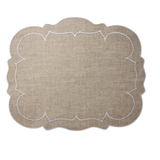 Linho Scalloped Rectangle Placemats, Set/4