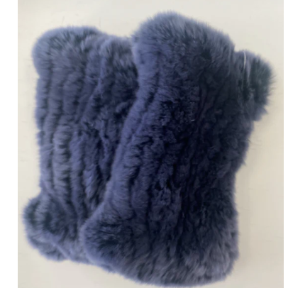 Rex Rabbit Fur Handwarmer-Indigo