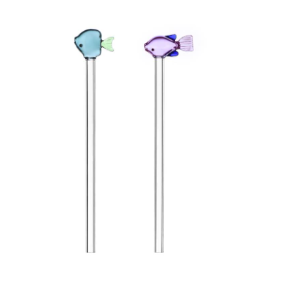 Marine Garden 2pc Straws Lilac and Green Fish