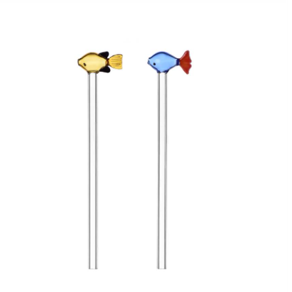 Marine Garden 2pc Straws Blue and Amber Fish