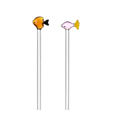 Marine Garden 2pc Straws Orange and Pink Fish