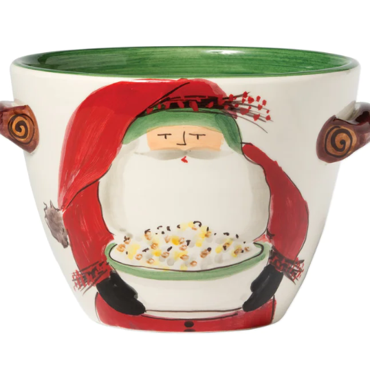 Old St. Nick Handled Deep Serving Bowl with Popcorn