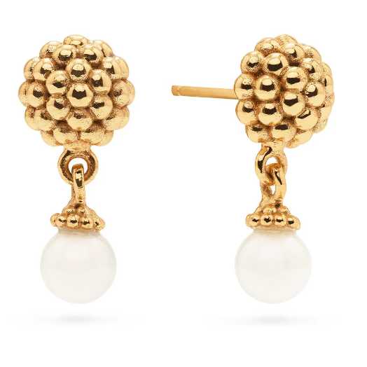 Berry Drop Stud Earrings - Pearl