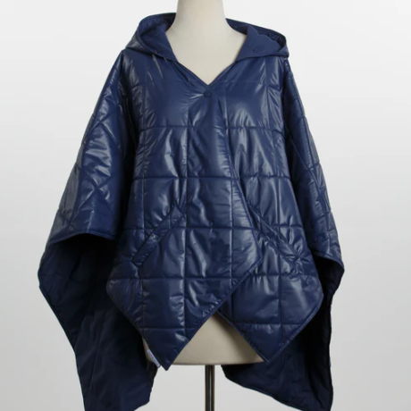 Shiny Navy PUFFERRAP | Women's Rain Poncho