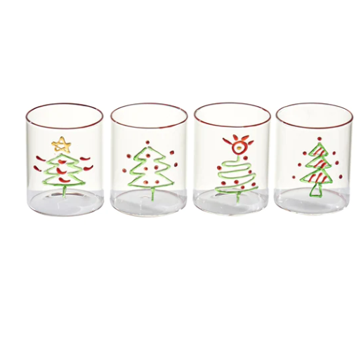 Christmas Tree Tumbler, Assorted Set of 4