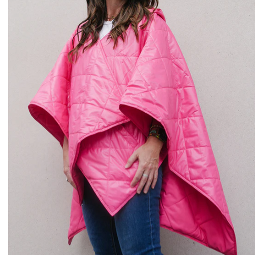 Shiny Pink PUFFERRAP | Women's Rain Poncho