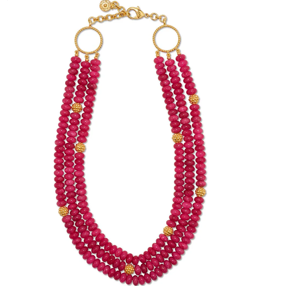 Berry & Bead Triple Strand Necklace, 18+2'' - Peony Jade