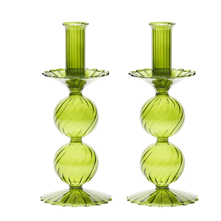 Bella Short Candle Holder in Olive, Set of 2