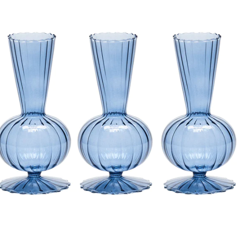 Tess Bud Vase in Cadet, Set of 3