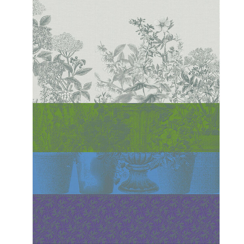 Tea towel Floraison Rayé Blue