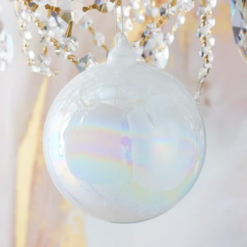 Jim Marvin Pearl Glass White Bubblegum Glass Ball Ornament