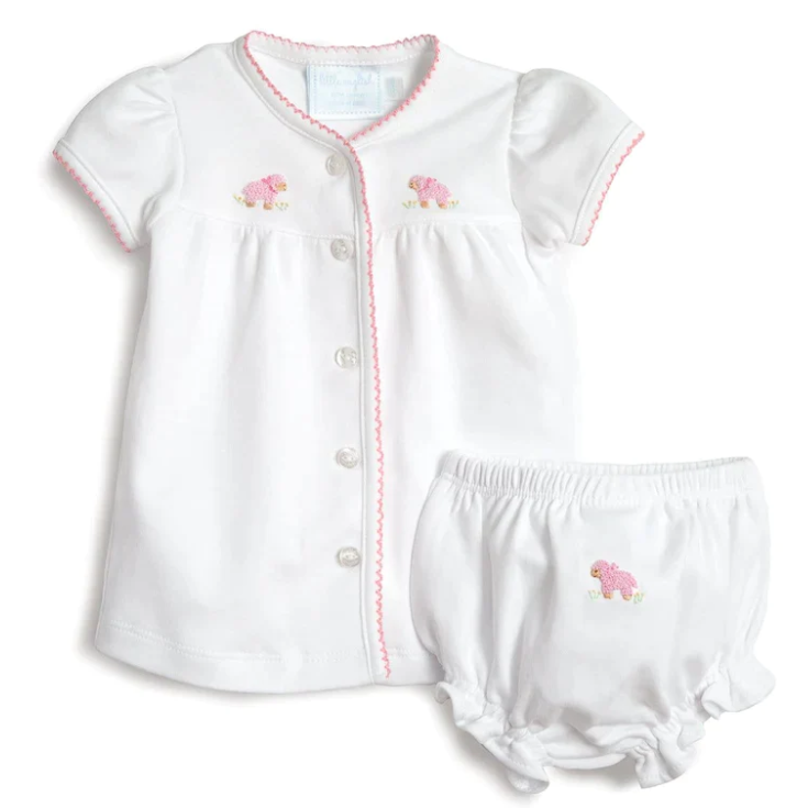 Pinpoint Layette Knit Set - Pink Sheep