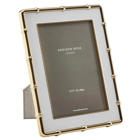 White & Gold Bamboo Photo Frame-5x7