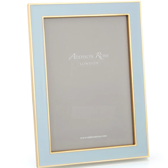 Powder Blue Enamel Frame with Gold Trim