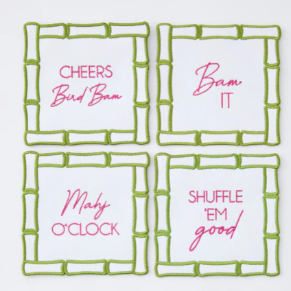 Bamboo Mahjong Cocktail Napkins-Set of 4