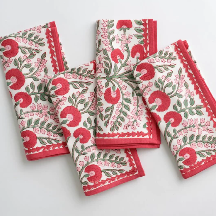 Cactus Flower Scarlet & Rose Napkin- Set of 4