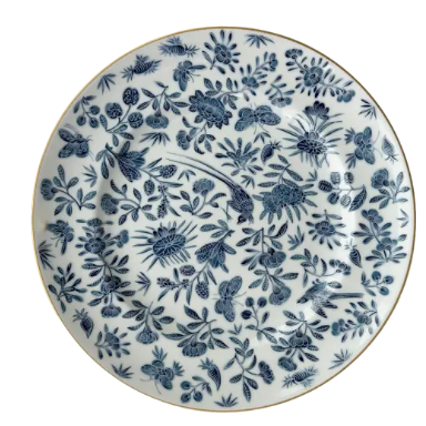 Sacred Bird & Butterfly Blue Dinner Plate