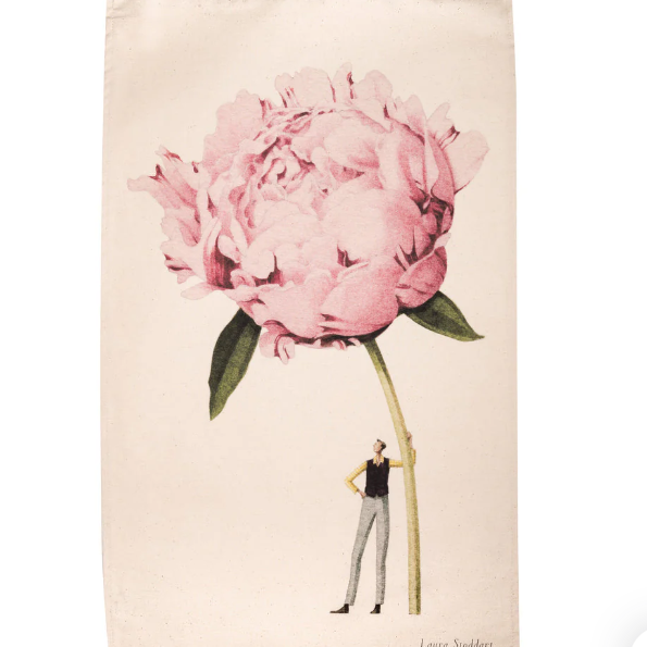 In Bloom Pink Peony Tea Towel