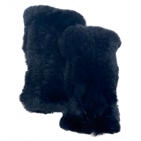 Rex Rabbit Fur Handwarmer- Navy