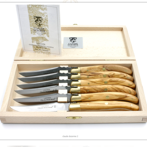 Laguiole Steak Knives Olive Wood Handle Set of 6