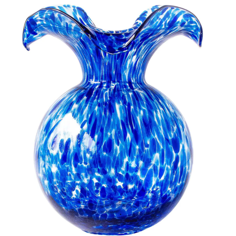 Hibiscus Cobalt Tortoiseshell Medium Fluted Vase