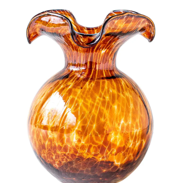 Hibiscus Brown Tortoiseshell Small Fluted Vase