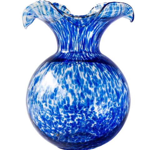 Hibiscus Cobalt Tortoiseshell Large Fluted Vase